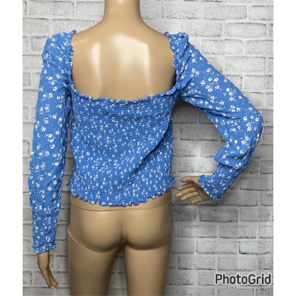 Reformation Pinto blue floral print smocked top - Picture 5 of 8